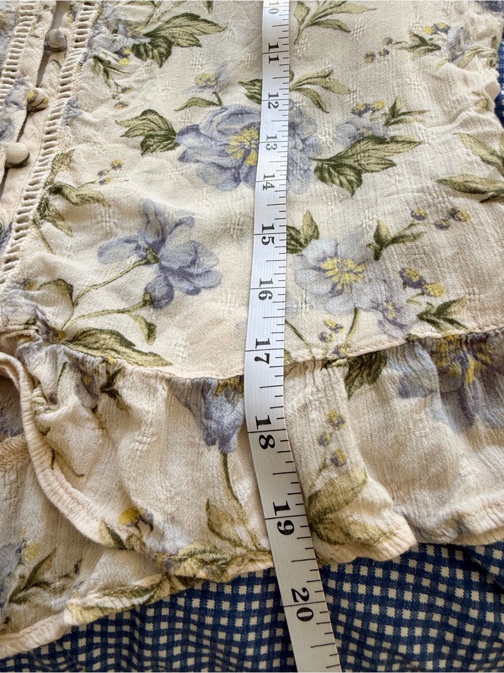American Eagle Outfitters Light Blue Floral Tie-Front Sheer Blouse - Picture 6 of 7